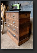 zinc topped pine chest side