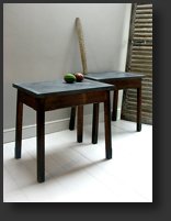 Pair of zinc top consol tables