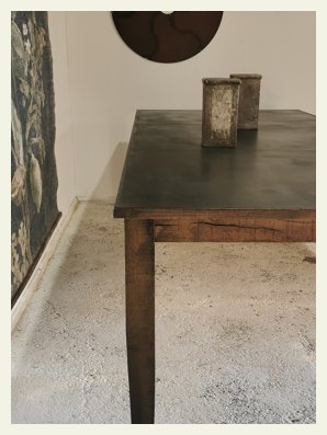 Tapered Oak Leg Iron Top Table